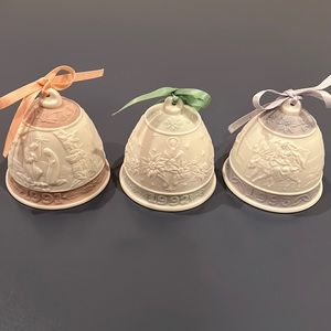 Lladro 1991, 1992, 1993 Christmas bells